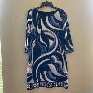 Blue Patterned long sleeve dress